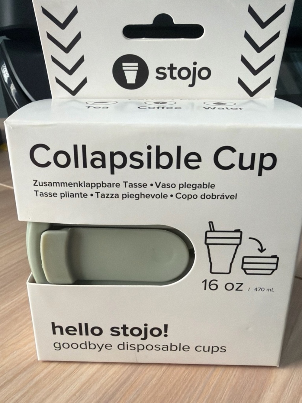 Stojo Collapsible Travel Cup — Sage Green 16 oz